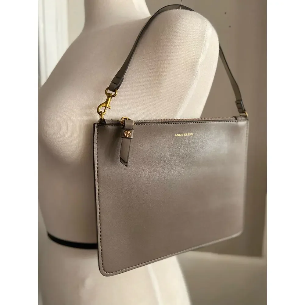 ANNE KLEIN Taupe Faux Leather Wristlet/Handbag sz OS